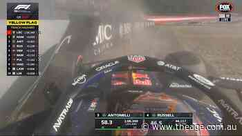 Russell takes pole after Verstappen crash