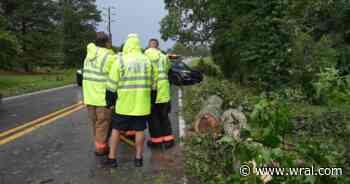 Tree falls onto SUV's windshield as storms moved through Johnston County