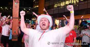 Huge celebrations from England fans at Newcastle fanzone after two quick goals against Panama at World Cup