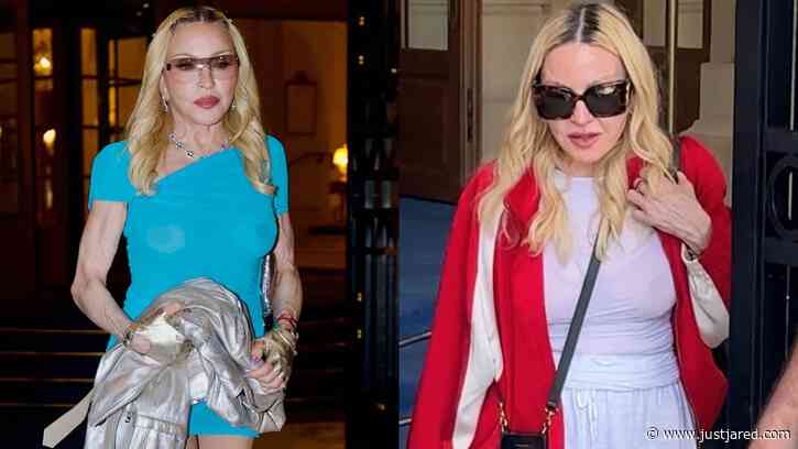 Madonna Rocks Sheer Blue Mini Dress in Paris as New FIFA World Club 26 Song With Feid Drops