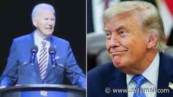 Awkward moment mumbling Joe Biden is interrupted by shouting hecklers... as he tears into Trump over three 'failures' and calls him a 'loser'
