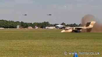 Plane snaps in half after crash-landing but pilot miraculously walks away
