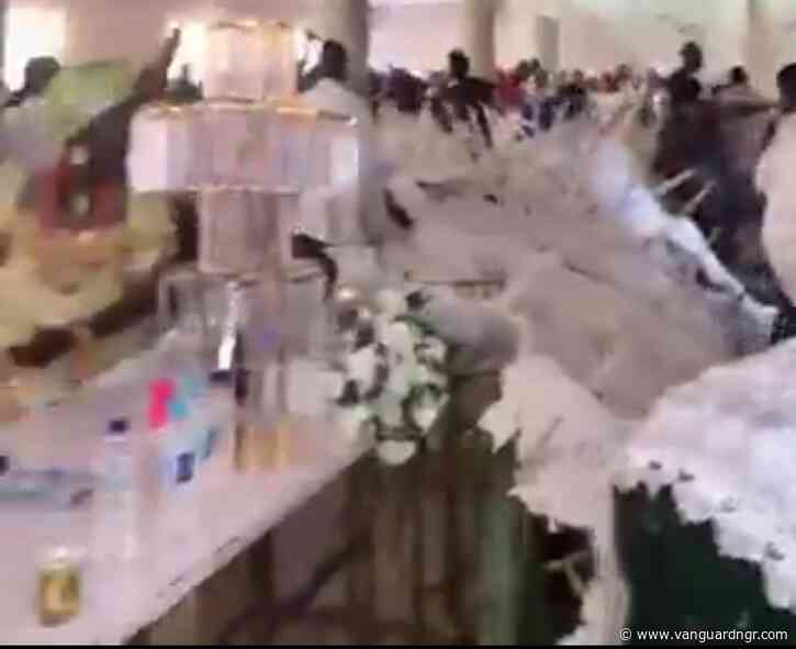 Video: POP ceiling collapses during wedding reception in Warri