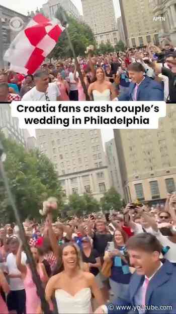 Newlywed couple unexpectedly join Croatian faithful marching around Philadelphia #shorts