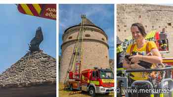Seltener Großvogel verfängt sich in 30 Metern Höhe in Mittelalterturm – Feuerwehr zugeparkt