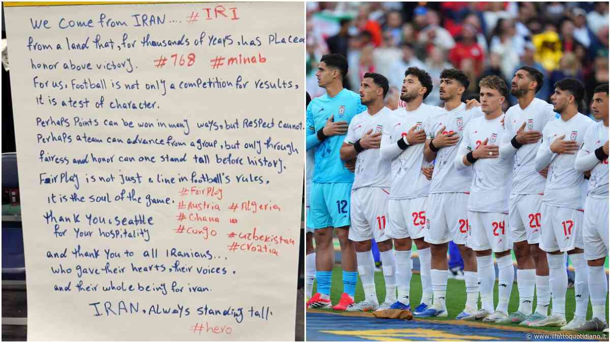 Il sospetto ‘biscotto’ e l’Iran è fuori dai Mondiali, il biglietto lasciato negli spogliatoi lo aveva previsto: “Il fair play è l’anima del gioco. Abbiate rispetto”