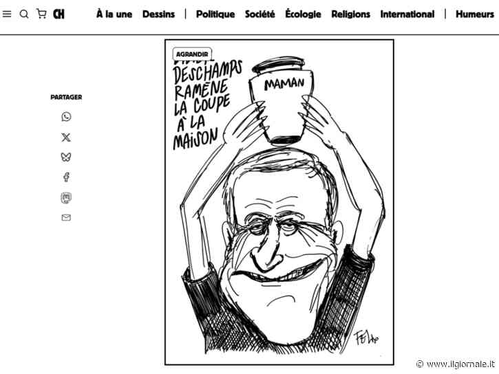 “Deschamps porta a casa la Coppa”, ma sono le ceneri della madre: bufera sulla vignetta di Charlie Hebdo