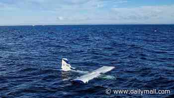 Rescuers are shocked to find plane crash survivors sitting on the aircraft... floating off the coast of Wales