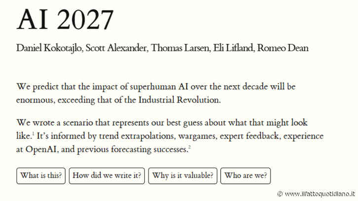 AI 2027, il documento al centro dell’attenzione mediatica Usa è più thriller distopico che rapporto tecnico