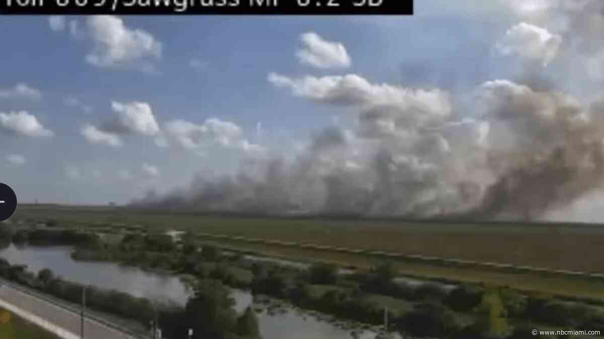 Brush fire burns in western Broward County
