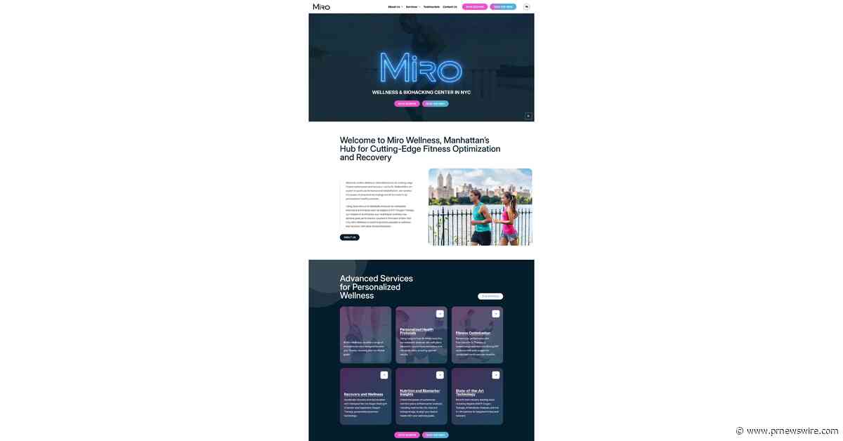 Manhattan-Based Miro Wellness Launches New Website Spotlighting Advanced Fitness, Recovery, and Healthspan Optimization Services