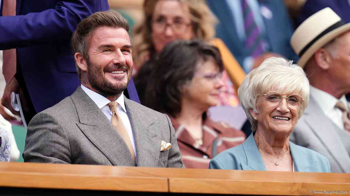 David Beckham treats mum Sandra to their annual day out in Wimbledon's Royal Box - as son Romeo and his girlfriend Kim Turnbull take in the tennis from the stands