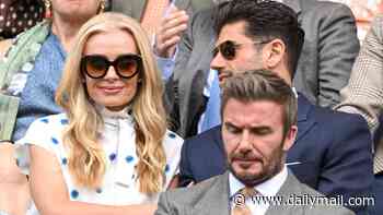 Katherine Jenkins and husband Andrew Levitas sit directly behind David Beckham in Wimbledon's Royal Box after OBE drama