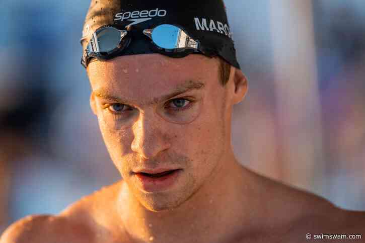 Leon Marchand Feels Pain in Hip in 200 Breast Prelims, Withdraws from Final