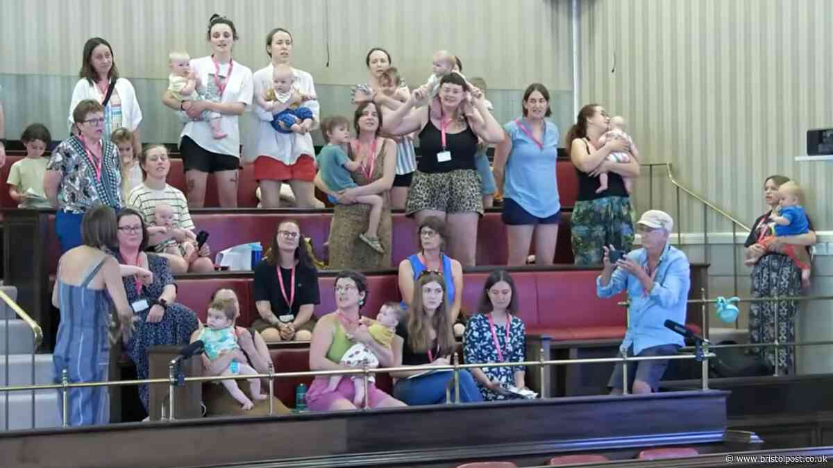 New mums burst into song at City Hall to protest 'park culture destroying' licences