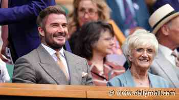 David Beckham does the Mexican wave with mum Sandra on their annual day out in Wimbledon's Royal Box - as son Romeo and his girlfriend Kim Turnbull take in the tennis