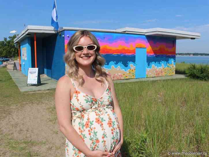 Mural installed at Canatara Park lifeguard station by nuSarnia Foundation