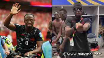Canada World Cup star is spotted dancing in the locker room just 10 DAYS on from horror injury that left his leg 'hanging off'