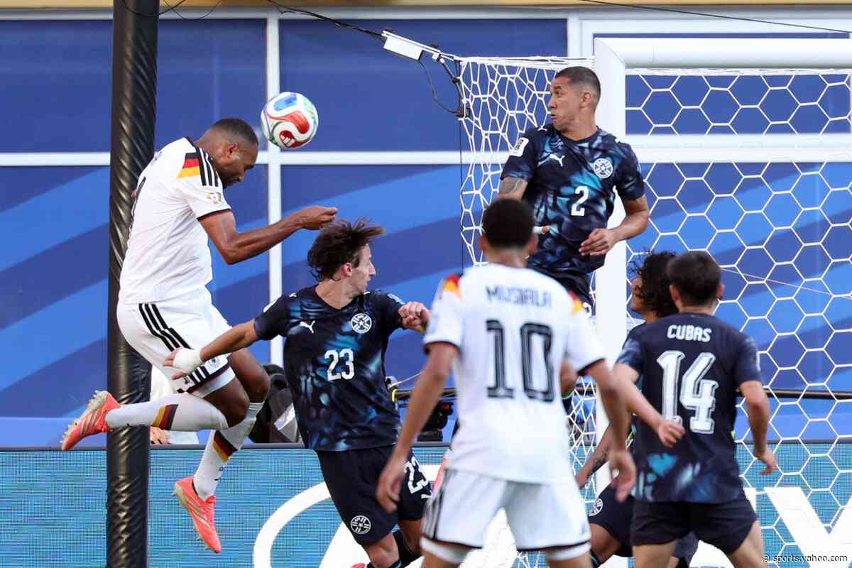 Why was Germany's extra-time goal against Paraguay disallowed after a VAR review?