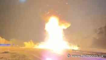 Horror multi-vehicle pile-up on busy highway leads to fireball explosion