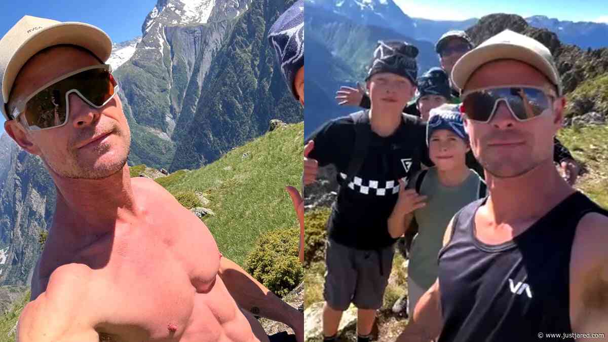 Chris Hemsworth Bares Ripped Body in Shirtless Selfie While Climbing French Alps with His Kids