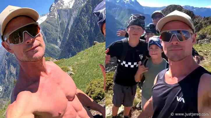 Chris Hemsworth Bares Ripped Body in Shirtless Selfie While Climbing French Alps with His Kids