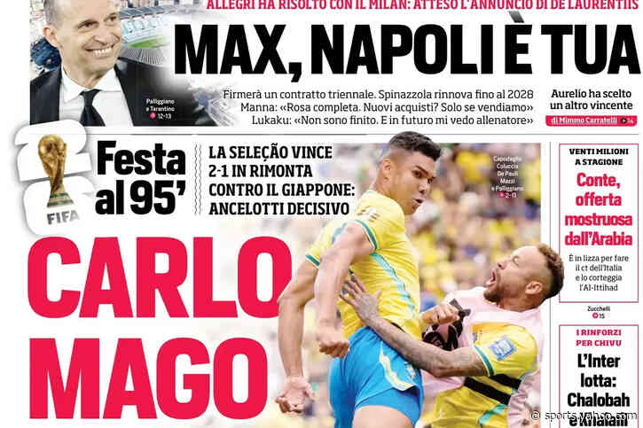 Today’s Papers: Ancelotti magic with Brazil, Ekhator for Juventus