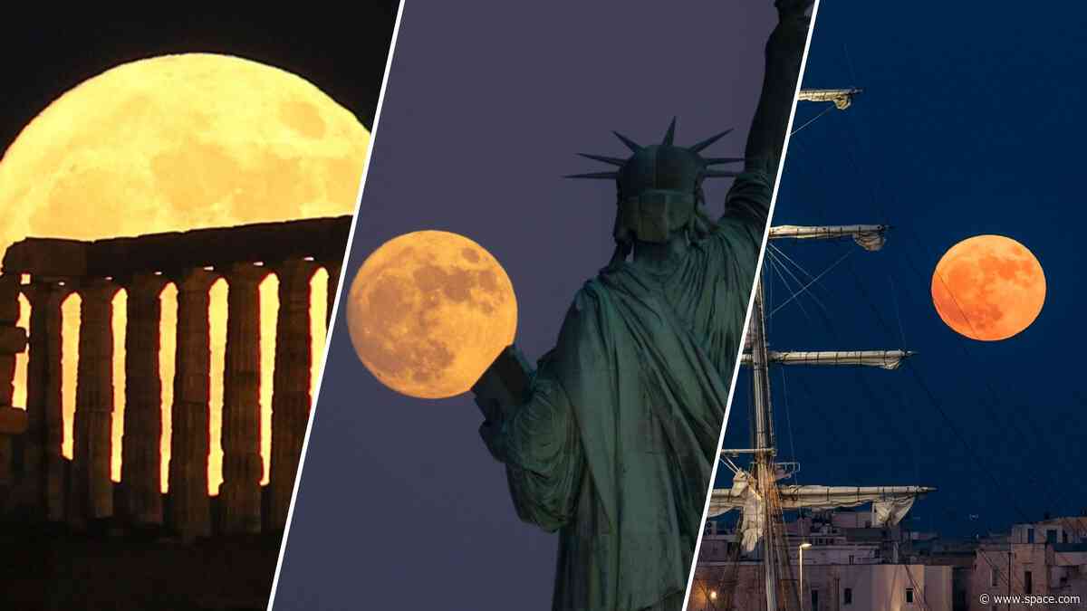 June's Strawberry Moon serves up a low-hanging treat for skywatchers worldwide. Here are our favorite photos