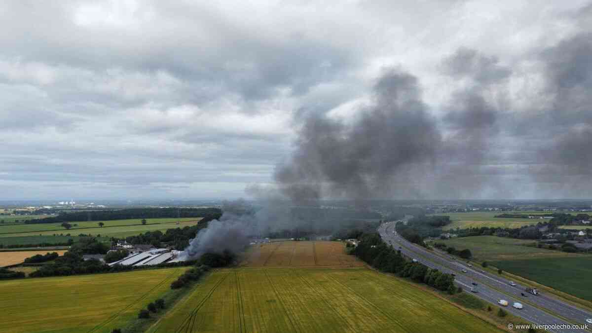 Smoke seen for miles as fire breaks out near the M58