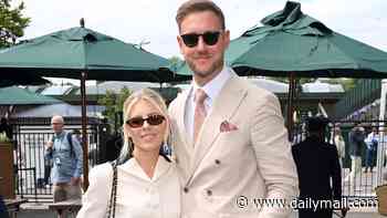 Mollie King and Stuart Broad make the perfect doubles pairing in his and hers cream suits as they lead the celebrity couples at day two of Wimbledon
