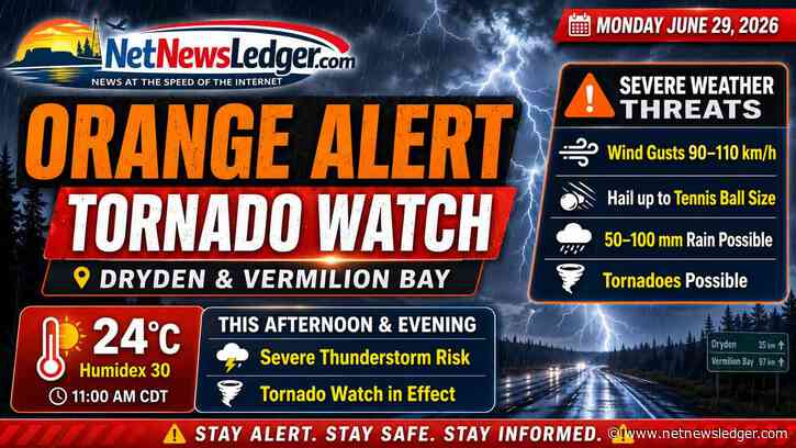 Tornado Watch in Effect for Dryden and Vermilion Bay Region