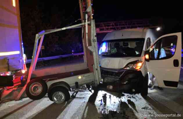 POL-DEL: Autobahnpolizei Ahlhorn: Kleintransporter kollidiert auf der Autobahn 1 bei Wildeshausen mit einem Sicherungsanhänger +++ Fahrer verletzt sich leicht