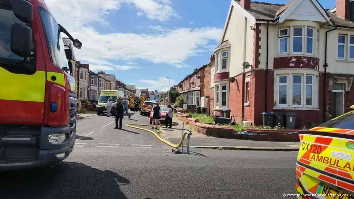 Boy, 13, and teen, 19, in 'serious condition' after fire rips through Blackpool house