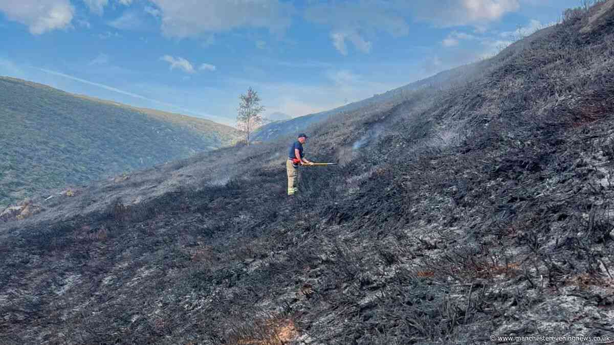 A week on and the devastating wildfire at Tintwistle Moor is still burning