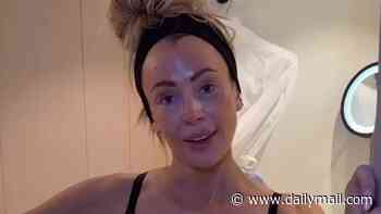 Olivia Attwood poses in her underwear as she applies her fake tan on wild trip to Ibiza with her pals
