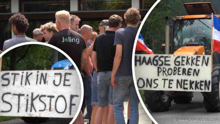 Beelden van boerenprotest tegen stikstofbeleid bij provinciehuis in Assen