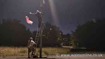 Activists tear down English and Union Jack flags from lampposts in Wrexham