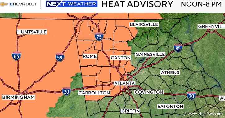 Heat advisory returns to parts of north Georgia as triple-digit heat, isolated storms are expected Wednesday