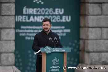 Zelensky takes aim at Russian-owned companies in Europe during Dublin address