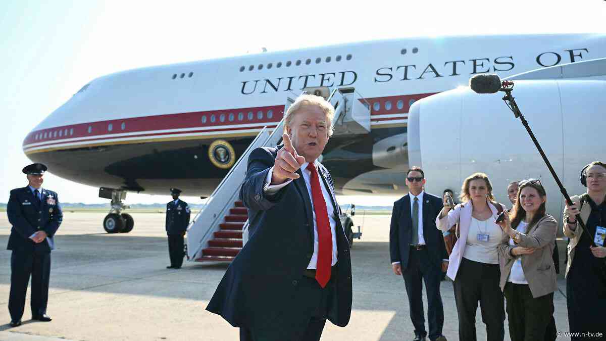 Geschenkter Jumbojet aus Katar : Trump startet Jungfernflug mit umstrittener neuer Air Force One