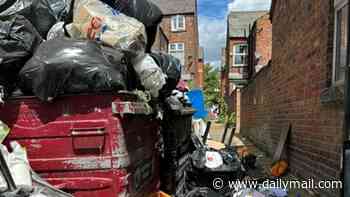 University students dump mountains of rubbish on pavements as they head home for summer