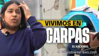 Damnificados del terremoto sobreviven en carpas junto a sus edificios en Caracas