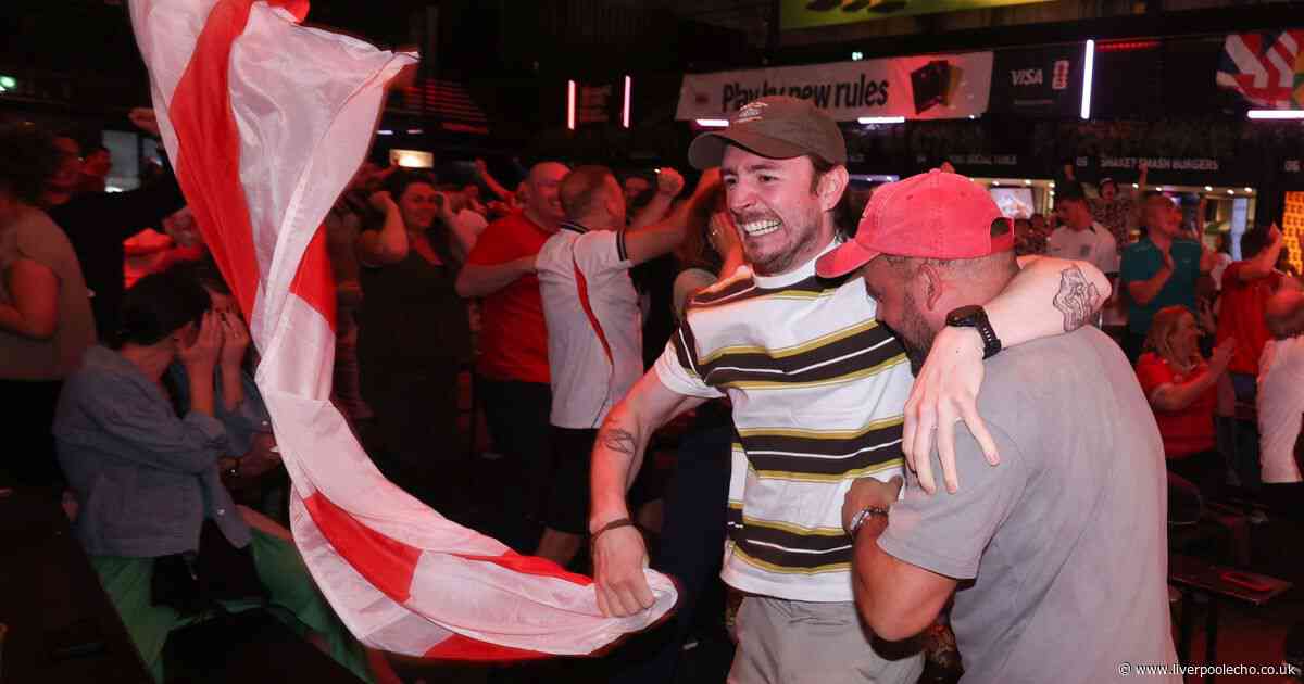 England supporters celebrate dramatic World Cup victory at BOXPARK Liverpool