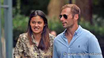 Emma Raducanu steps out on crutches after withdrawing from Wimbledon as she's supported by new boyfriend John Friend