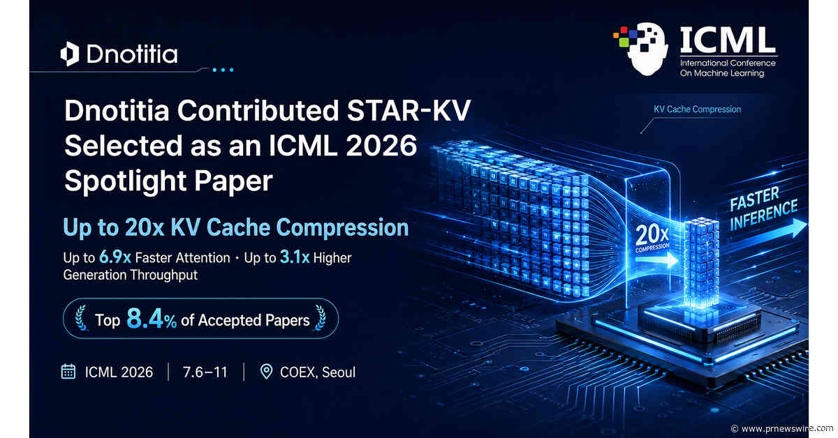 Dnotitia Unveils STAR-KV, Achieving UP to 20x KV Cache Compression, Selected as an ICML 2026 Spotlight Paper