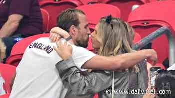 A kiss for Kane! England's saviour captain celebrates with his family as WAGs rush to congratulate Three Lions in wake of comeback against DR Congo