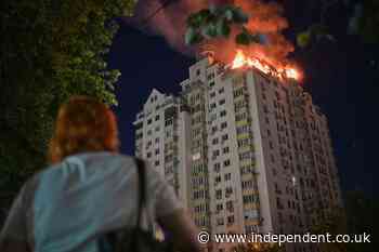 Russia’s major drone and missile attack on Kyiv kills 8 and sends people fleeing into shelters