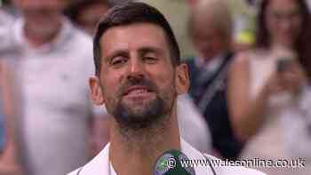 Novak Djokovic halts Wimbledon speech as he calls out watching Rory McIlroy