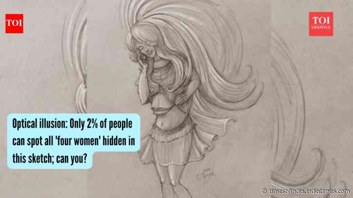 Optical illusion: This is not just a woman talking on the phone; only 2% of people can spot all 'four women' hidden in this sketch