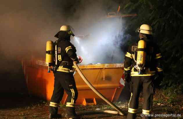 FW Hambühren: Nächtlicher Containerbrand neben Pflegeheim - Rauch droht durch geöffnete Fenster einzudringen